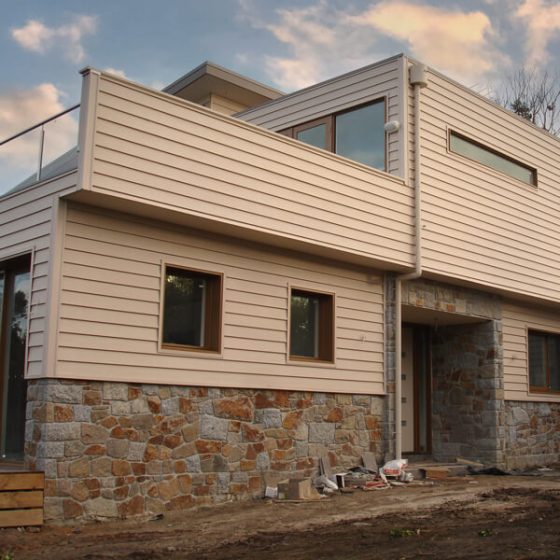 New build – Cedarline Vinyl Cladding Sandalwood – Melbourne